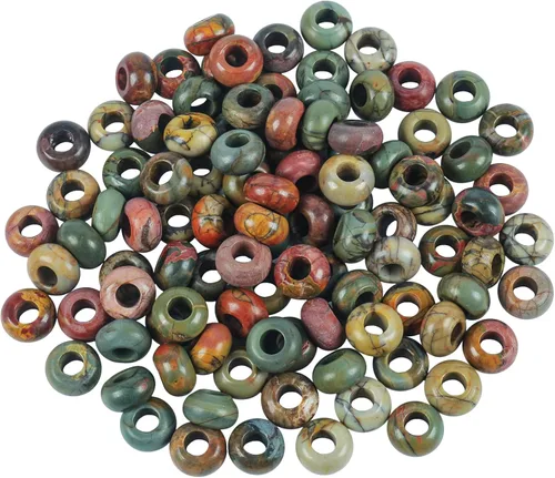 20 cuentas de jade Rondelle Picasso de piedra suelta de agujero grande para cristales y piedras curativas para hacer joyas Multicolor Picasso Jade