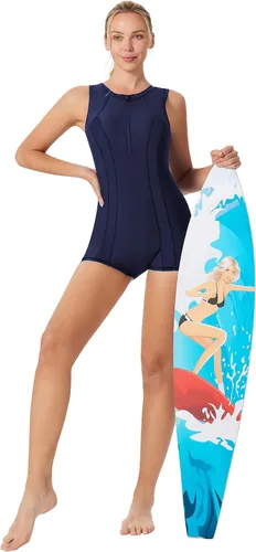 Miniatura 7 de JACK SMITH Trajes de baño modestos de una pieza para mujer, con cremallera frontal, atlético, deportivo, con boyleg