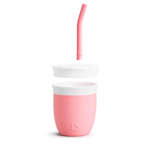 Miniatura 5 de Munchkin Vaso con popote con tapa extraíble, para bebés y niños pequeños de 6 meses en adelante, 4 onzas, silicona, coral/rosa