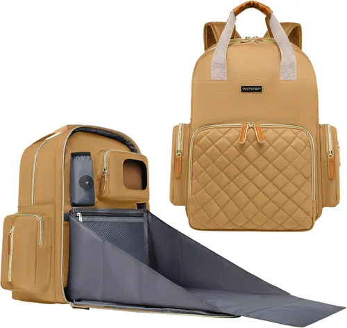 Miniatura 9 de Mochila para pañales con cambiador, organizador de bolsas de pañales para mamás, papás, bolsas cambiadoras grandes para bebés Gris