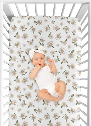 Miniatura 6 de Sweet Jojo Designs Sábanas bajeras para cuna (floral vintage de margaritas) para niñas, guardería infantil, habitación de niños pequeños