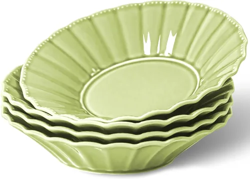 Miniatura 10 de HOMBENE - Juego de 4 cuencos de cerámica para pasta, de 25 onzas, estilo ondulado, ensaladas, sopa, pasta, fideos, cena, aptos para microondas
