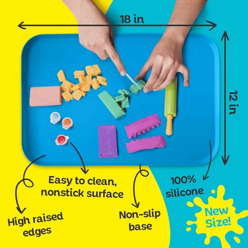 Miniatura 3 de Just Messin' Tapete de silicona para arte y manualidades, Legos, slime, resina, pintura y fabricación de joyas, protección de mesa con lados