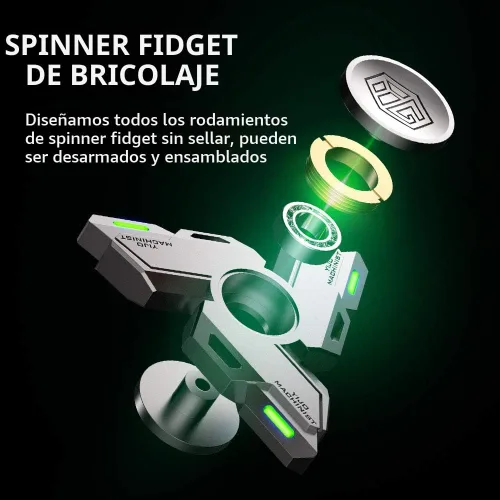 Miniatura 3 de Fidget Spinners, Regalos de Fidget Spinner para Adultos, Juguete para Aliviar el Estrés, Ansiedad y TDAH, Juguete Giratorio de Dedo de Metal con Luz