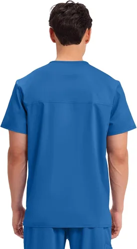 Miniatura 3 de Cherokee WW670 - Camiseta médica para hombre con cuello en V con 3 bolsillos, detalles de punto, suave, duradera, transpirable, tela elástica de 2