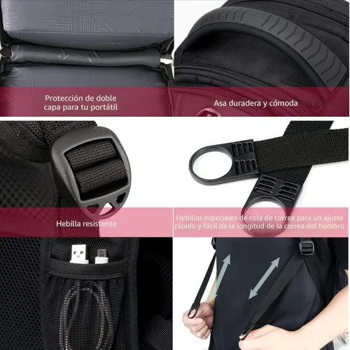 Miniatura 10 de Swissdigital - Mochila de diseño para viaje para hombres, compatible con TSA, con carga USB, protección RFID, mochila de negocios para laptops