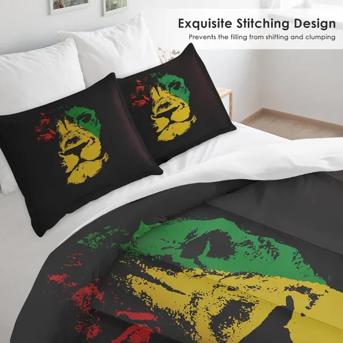 Miniatura 4 de Pamnest Juego de edredón tamaño individual, León amarillo africano, suave, 2 piezas de ropa de cama para niños y adultos, juego de edredón Rasta