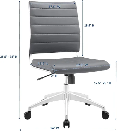 Miniatura 3 de LexMod Jive silla de oficina ejecutiva acanalada respaldo alto, Poliuretano, Gris