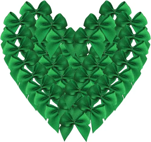 Miniatura 43 de Micomon 50 piezas mini lazos de cinta de satén de 1.6 pulgadas para manualidades, pequeños lazos verdes para decoración navideña embellecimiento