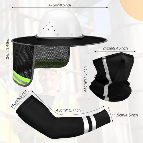 Miniatura 3 de SATINIOR 8 unidades de sombrero duro de ala completa para el sol, protección solar, protección para el cuello, polaina para el cuello, bufanda