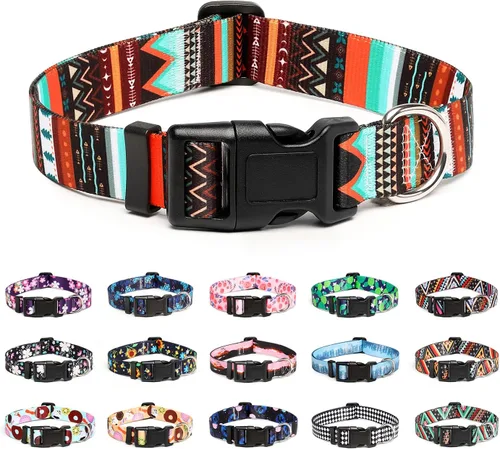 Miniatura 7 de Mercano Collar ajustable para perros - Diseños especiales con patrones, collar suave de nylon cómodo y resistente para perros pequeños, medianos