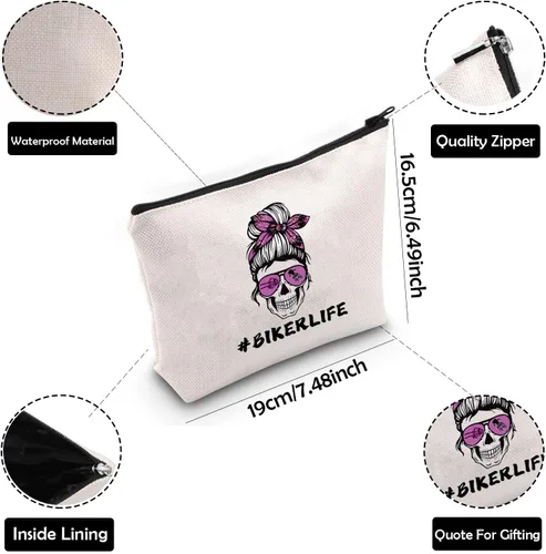 Miniatura 3 de ZJXHPO Bolsa de cosméticos para motociclistas, bolsa de aseo para amantes de la motocicleta, bolsa de maquillaje con cremallera, kit