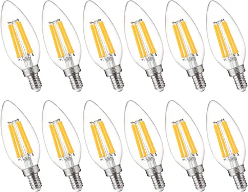 Miniatura 15 de FLSNT, bombillas LED regulables de 5000K luz diurna, 60W equivalentes, B11 base LED E12 para candelabro, bombillas de araña, 550LM, CRI90, paquete