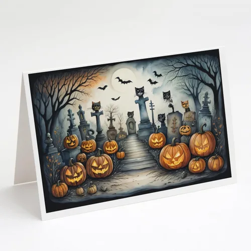 Miniatura 33 de Caroline's Treasures DAC2223GCA7P - Tarjetas de felicitación y sobres de Halloween espeluznantes de gato negro, paquete de 8 tarjetas en blanco