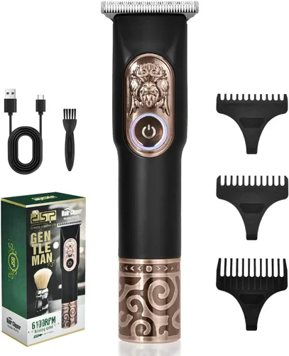 DSP® Recortadora de barba para hombres, recortadora de pelo profesional con cuchilla en T, cortadora de pelo sin huecos, hoja de 0.000 in, peines
