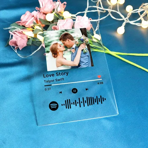 Miniatura 3 de NOVASGAFF Regalo de foto personalizado, álbum de música, placa de vidrio acrílico personalizada con imagen, canción favorita personalizada con foto