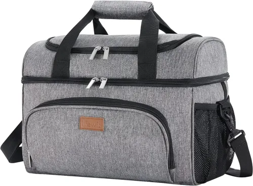 Lifewit - Bolsa térmica aislada, hielera grande impermeable para 32/48 latas, bolsa de hielo portátil ligera de doble capa con lados suaves para Gris