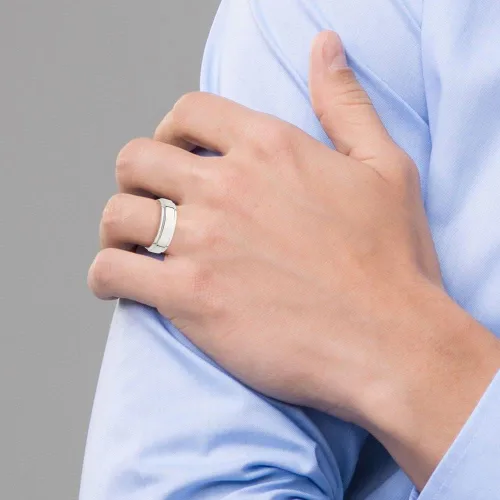 Miniatura 4 de Anillo de boda de plata de ley 925 sólida con borde plano de 0.236in