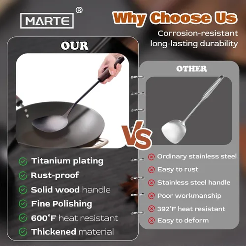 Miniatura 4 de MARTE Juego de utensilios de cocina de cocina con soporte para utensilios, 8 herramientas de servir, juego de espátulas de cocina de acero Juego de 7