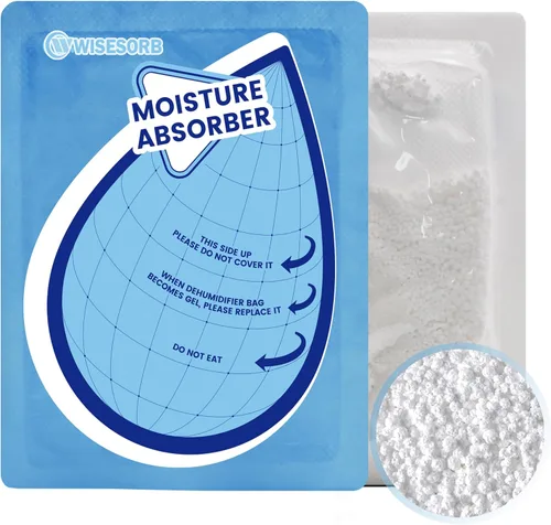 Wisesorb 10 paquetes de 3.53 oz de absorción de humedad, bolsas deshumidificadoras para baños, sótanos, caravanas, paquetes de humedad para armario