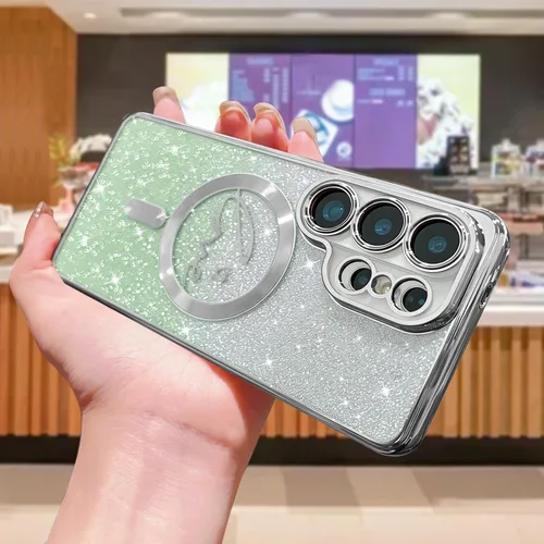Miniatura 158 de ZONRW - Funda para Samsung Galaxy S22 Ultra magnética, para mujeres y niñas, cubierta trasera suave, lujosa, con corazón de amor, bling, degradado