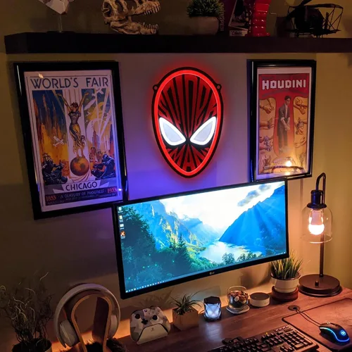 Miniatura 2 de Letreros de neón de Spider-Man, luces LED de neón de anime, alimentadas por USB para decoración de pared, arte, recámara, fans de Mar-vel, guarida