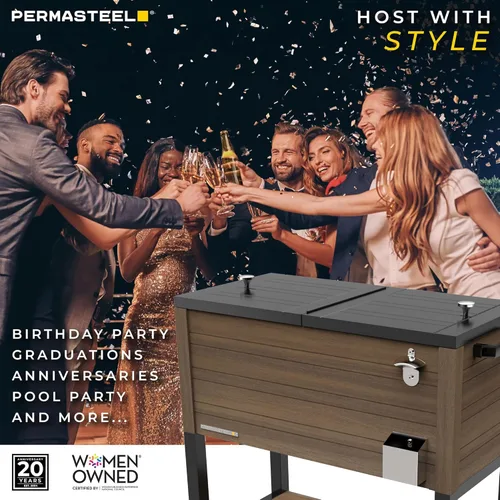 Miniatura 6 de Permasteel 80 Quart Party Cooler, Rolling Ice Chest with Wheels and Handles for Indoor Outdoor Patio