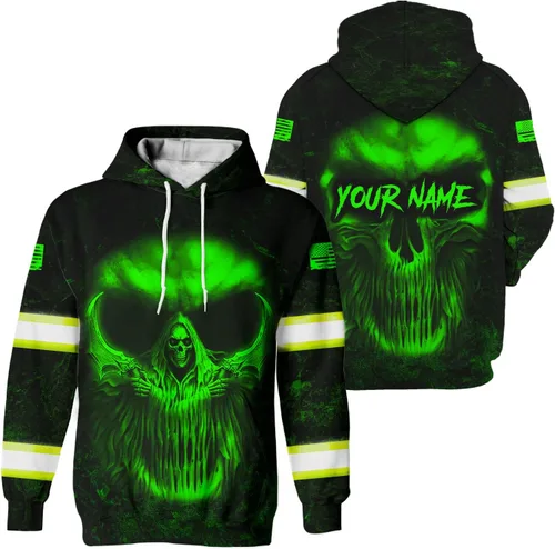 Miniatura 12 de Maddly Ropa de trabajo de seguridad con calavera de alta visibilidad con la bandera de EE. UU., nombre personalizado para trabajadores, corredores