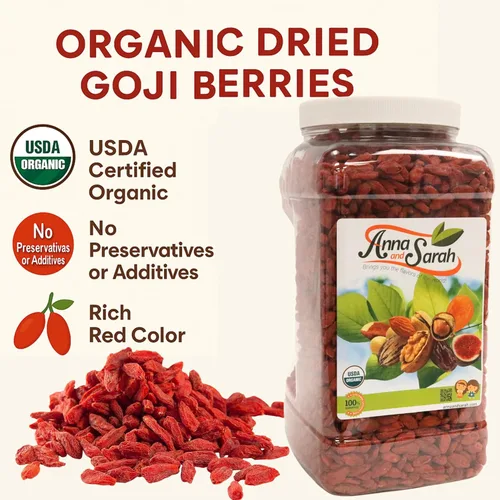 Miniatura 5 de Bayas de Goji secas orgánicas de 64 onzas, 1 paquete Suministro a granel de superalimento de frutas de bayas de Goji Naturalmente rico en Jarro