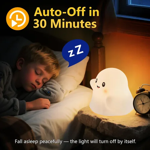 Miniatura 4 de Luz nocturna fantasma para niños, regalo y juguete divertido para niños, lámpara táctil con sonidos, silicona blanda, LED seguro para los ojos