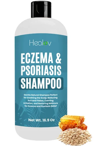 Champú para eccema – Tratamiento natural de dermatitis y psoriasis para piel seca, picazón y escamosa – Tratamiento diario de caspa y cuero