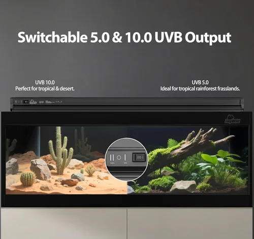 Miniatura 4 de T5 HO 10.0 - Luz UVB para reptiles, kit combinado de lámpara de 24 W con salida UVB conmutable 5.0 y 10.0, tubo fluorescente de 22 pulgadas, luz