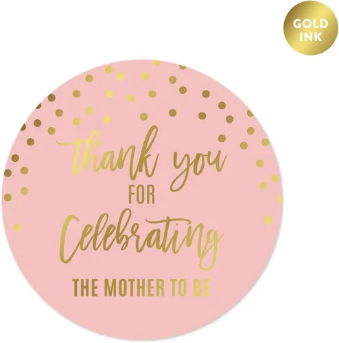 Miniatura 24 de Andaz Press Blush Rosa y Metallic Gold Confeti Lunares Baby Shower Party Collection Banderín colgante con cuerda, Baby Shower, 5 pies, 1 juego