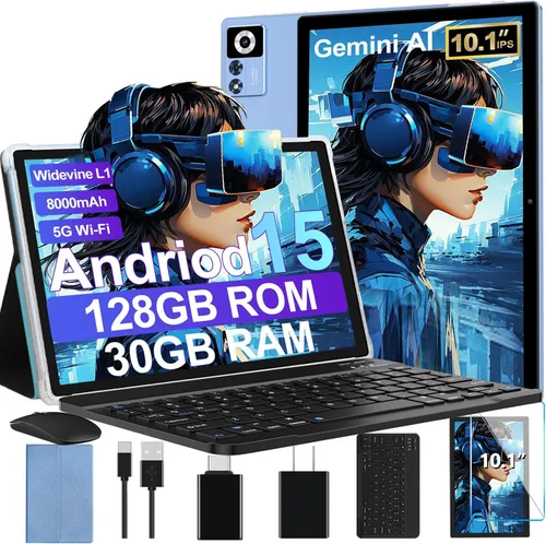 Miniatura 10 de Tablet Android 15 2025 con teclado Gemini AI, Tablets de electrónica de 30GB+128GB de ocho núcleos con pantalla IPS HD de 10 pulgadas, 8000mAh