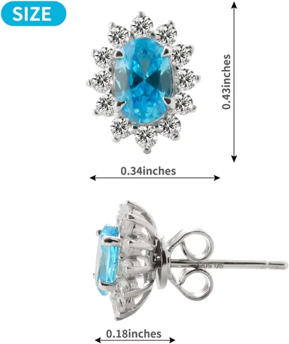 Miniatura 3 de Plata de ley 925 con zafiro creado de 1.5 quilates rubí, amatista, esmeralda, aguamarina, peridoto de turmalina, piedra natal, aretes
