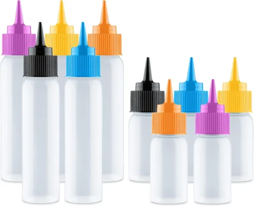 Free Hand Writer Bottles – 10 botellas pequeñas fáciles de apretar – 5 de cada una (1 y 2 onzas) – Cortadores de galletas, decoración de pasteles y
