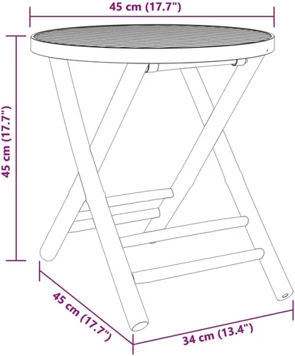 Miniatura 9 de Juego de 3 piezas de bistró de bambú para exteriores, mesa de jardín plegable y 2 sillas, balcón pequeño, porche, patio trasero, juego