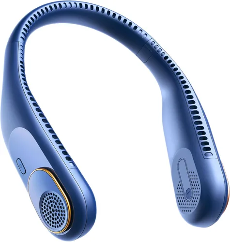 SWEETFULL Ventilador de Cuello Portátil de Enfriamiento 360° Ventilador Personal Sin Aspas | Sin Enredos de Cabello - 4000mAh USB Recargable azul