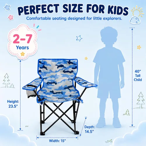 Miniatura 2 de Emily Rose Silla de Playa y Campamento Plegable para Niños con Seguro de Seguridad - Silla de Viaje y Campamento para Niños, Niñas y Bebés de 2 a 7