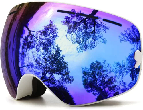 Miniatura 8 de Juli - Gafas de esquí para niños, lentes esféricas intercambiables de doble capa, gafas de nieve OTG antivaho para snowboard y patinaje de 4 a 16