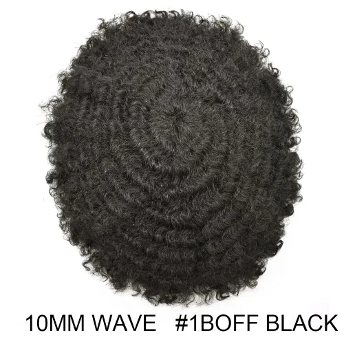Miniatura 2 de Afro Toupee para hombres africanos americanos, postizo completo de poli tupé para hombres negros, sistema de cabello rizado de repuesto para hombres