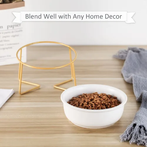 Miniatura 5 de Cuenco elevado elevado de cerámica blanca para gatos y perros, plato elevado para comida para gatos, cuenco de agua para mascotas, cómodo y cómodo