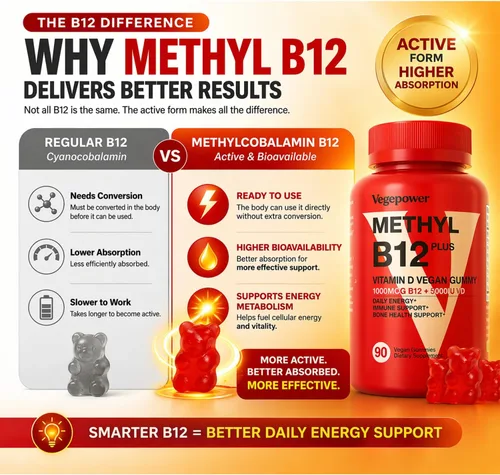 Miniatura 3 de Gomitas veganas de vitamina D3 y B12, suplemento de metilo B12 para adultos y niños, mejorado con vitamina D 3 para energía natural, inmune