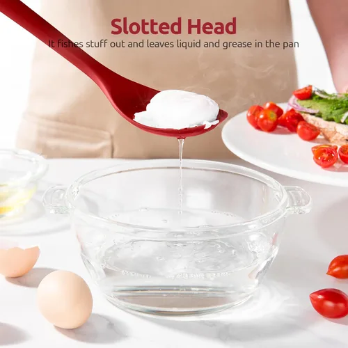 Miniatura 7 de Cuchara ranurada resistente al calor de 600ºF: U-Taste - Cuchara de cocina sólida de cocina de 13.3 pulgadas, utensilio de goma antiadherente de (4)