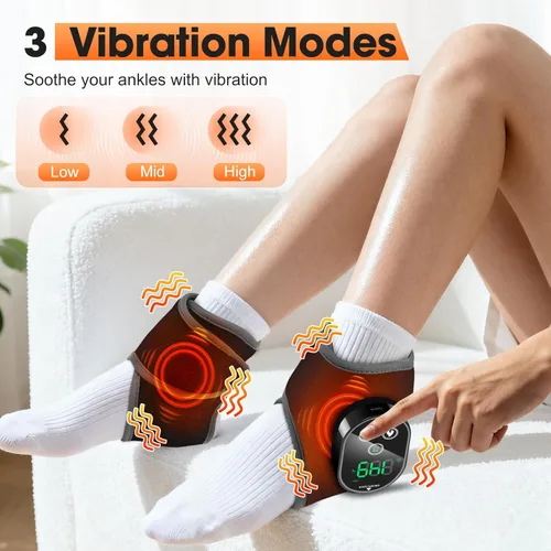 Miniatura 4 de 2 almohadillas térmicas inalámbricas de tobillo, masajeador de pies y tobillos con calor, envoltura térmica recargable, 3 vibraciones y 4 modos