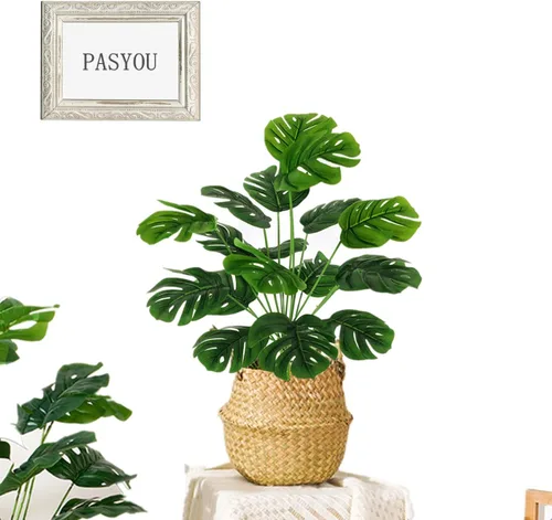 Miniatura 2 de Plantas artificiales de Monstera, hojas de tortuga tropical falsas, arbustos de vegetación decorativa, planta falsa, hojas de palmera sintéticas