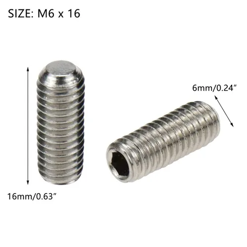 Miniatura 2 de Sscon 100PCS M6x16mm Hexagonal interno Juego de tornillos de agarre 201 Acero inoxidable Punto plano Tornillo