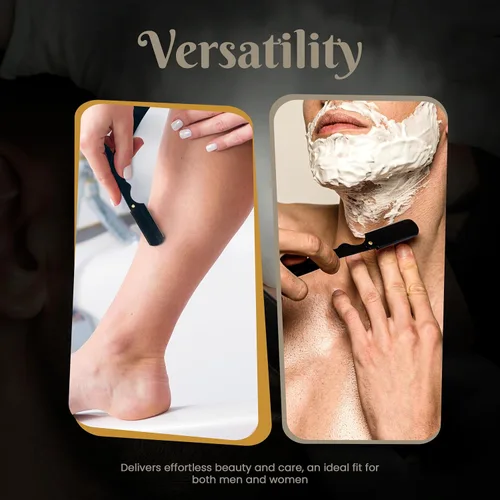 Miniatura 3 de Utopia Care Maquinilla de afeitar recta profesional para hombres, peluquero de borde recto de seguridad con 100 cuchillas, color negro