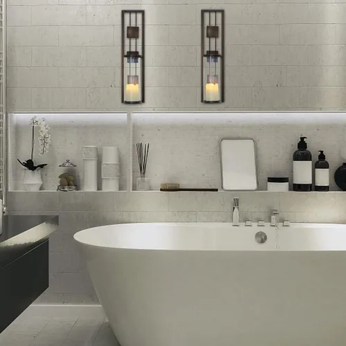 Miniatura 6 de Solución de Estanterías Aplique de Pared Soporte de Velas de Metal para Decoración de Pared para Sala de Estar, Baño, Comedor, Juego de 2