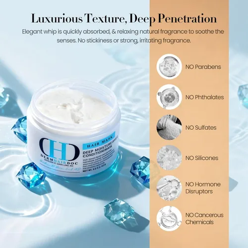 Miniatura 7 de Mascarilla para el cabello acondicionador profundo desarrollada por dermatólogos, desenredante hidratante para cabello seco, rizado, encrespado